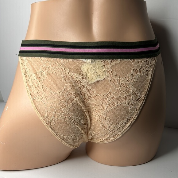 Forever 21 Beige Lace With Sporty Stripe‎ Elastic Waistband Panties Sz M NWT - Picture 8 of 15